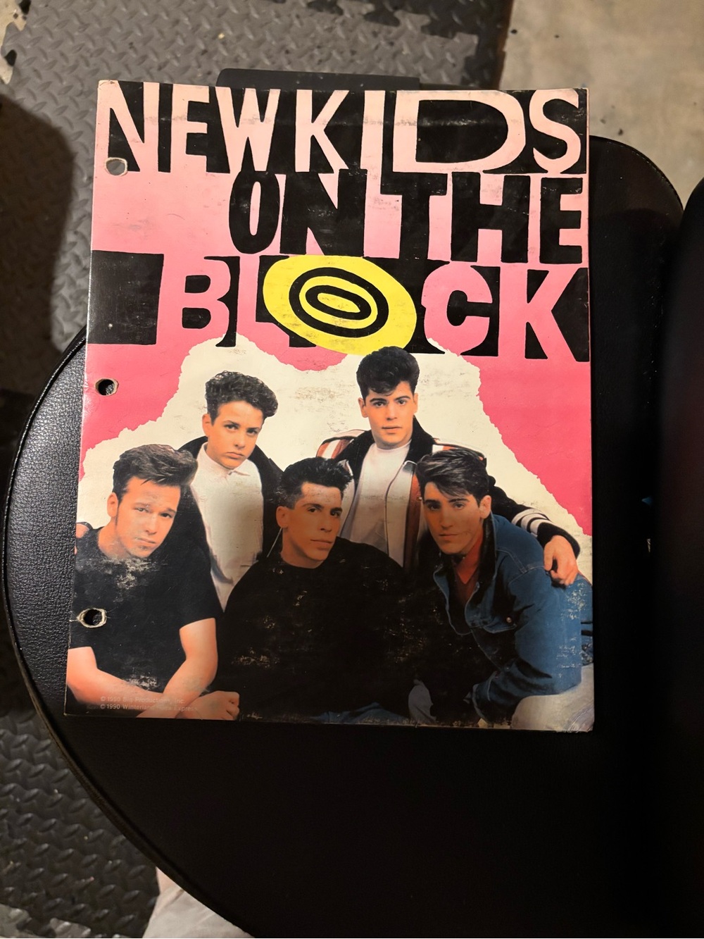 New Kids on the Block Vintage Three Ring Binder Folder w/ Pink Yellow Graphic